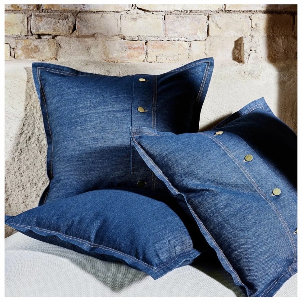 IKEA Denim Sissil Button Accent Throw Pillow Cover Only 20”x20”